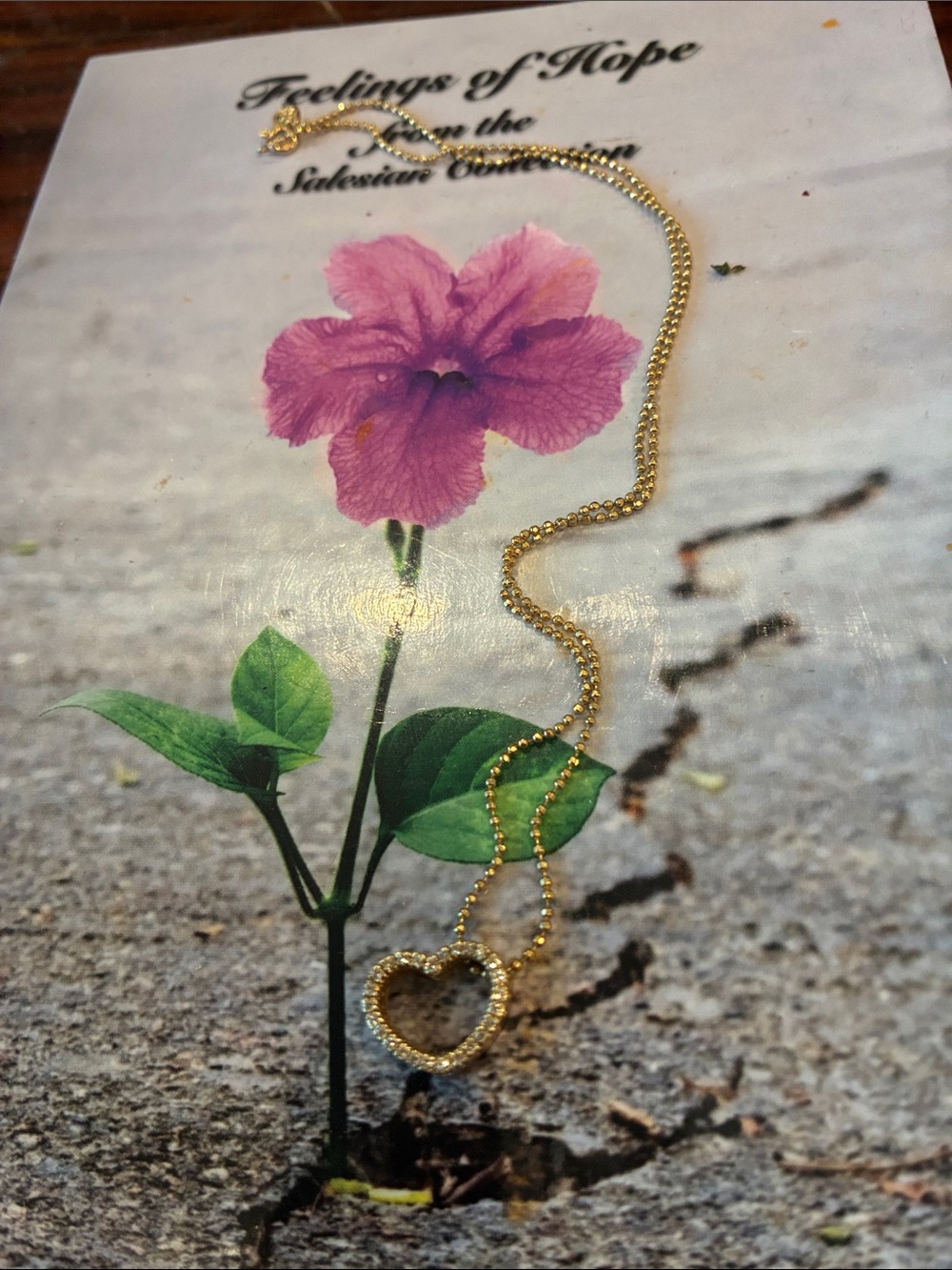 Lizzie Scheck Gold Heart Pendant Necklace with Crystal Accents - Picture 3 of 3